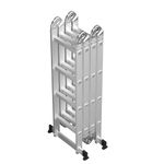 Adjustable Ladder 4.7m Multi-Purpose Aluminum Alloy Combination Ladder with platform and Balance Bar 7 in 1 Folding Ladder Heavy Duty 330lbs Capacity 4 x 4 Steps