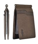 SKYLE Genuine Leather Money Clip Wallet for Men (Cog), RFID Protected 10 Card Slots, Bifold Credit Card Holder, Strong Metal Clip Wallets for Man