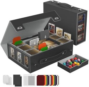 Cortile Commander Deck Box for MTG, Modular 9-in-1 Card Storage Box with 6-Deck Card Case,2-Row Deck Case and Dice Tray Fits 1400+ Double-sleeved Cards with Alloy Lock for TCG/EDH, Black Grey