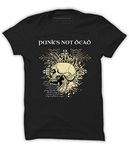 Quote Marshals Men's Punk Not Dead Round Neck Black Cotton T-Shirt (S)