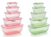 IMOX Bpa Free 5+5 Set Plastic Container Set For Kitchen & Refrigerator/Fridge Storage Container/Fridge Storage Boxes for Fish Meat and Vegetable (Multicolor)