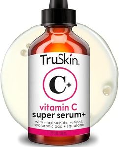 TruSkin Vitamin C Super Serum - Niacinamide, Retinol, Hyaluronic Acid & Squalane - All-in-One Anti Aging Serum for Face – Improve Appearance of Dark Spots, Firmness for Brighter Looking Skin, 2 Fl Oz