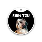 Pawsindia Personalized Aluminium Dog Name Tag, Customized Pet Id Tag For Dogs With Double Side Waterproof Print, Shih Tzu-Black, 4 Cm X 4 Cm