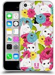 Head Case Designs Cat Floral & Animal Pattern Soft Gel Case and Matching Wallpaper Compatible with Apple iPhone 5c