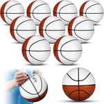 Jenaai 9 Pcs Blank Autograph Basketball Blank Size 6 Basketball Customized Basketball with 4 White and 4 Brown Panels Junior Adult Basketball Trophy for Signing, 9.06 Inch