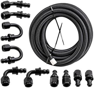 maXpeedingrods 6AN 20FT Fuel Line Kit 3/8" Gas Oil Line Hose AN6 Fitting Transmission Cooler Lines CPE Nylon Stainless Steel Braided+ -6AN Push Lock Fitting Hose End 10PCS