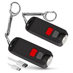 WETEN Rechargeable Keychain Alarm for Women Self Defense – 2 Pack 130 dB Loud Safesound Personal Siren Ring with LED Light – Waterproof SOS Emergency Safety Alert Device Key Chain by (Black&Black)