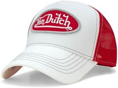 Von Dutch Unisex Trucker Hat - Curved Bill Mesh Back Retro Classic Adjustable Snapback Baseball Cap for Men and Women, Gym Red