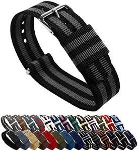 BARTON Watch Bands - Choice of Color, Length & Width (18mm, 20mm, 22mm or 24mm) - Black/Smoke (Bond) 22mm - Standard Length