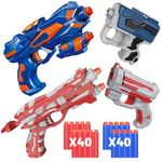 4 Kids Pack Foam Blaster Toy Guns Set Compatible with Nerf Guns Include 80 Bullets Pistol Toys Birthday Christmas Party Gifts Shot Toys for Kids Boys Toddlers Teens Adults