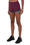 TCA Women’s Perform 2 in 1 Gym Workout Running Yoga Training Shorts with Inner Compression and Zip Pocket - Prune, M