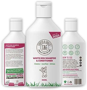 White Dog Shampoo Conditioner 500ml with Herbal Violet for Urine Stain Removal and Itchy Sensitive Skin - Medicated Puppy Safe