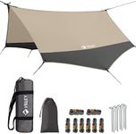 VILLEY Camping Tarps for Tents, Portable Waterproof Hammock Rain Fly, Easy Set Up Camping Shelter Sunshade Canopy for Outdoor Fishing, Backpacking, Hiking, Survival Gear- Heptagonal, Khaki