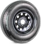 Radial ST 205/75R14 Rainier Trailer Tire On Rim 14X5.5 5-4.5 Load Range C Black Modular Wheel - 6 Year Warranty