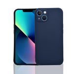 amazon basics Back Cover Case for iPhone 13 Soft Slim Flexible Silicone (Navy Blue, TPU)