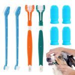 Vinuwu Dog Toothbrush Set, 2 Pack Triple Heads Dog Toothbrushes with 4 Pet Finger Toothbrushes, 2 Dual-Dead Toothbrush, Multi-Angle Dental Teeth Cleaning Products for Small Medium, and Large Pets