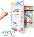 Americanflat Kids Art Frame with Canvas Border for Painting - 8.5x11 Frame with Mat or 10x12.5 Without - Paintable Picture Frames with 12 Paints and 2 Brushes - My Mini Masterpiece - Holds 100 Artwork