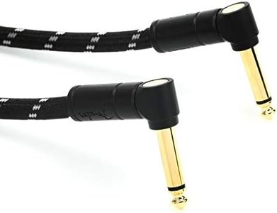 Fender Deluxe Series Patch Cable, Guitar Cable, Guitar Accessories, Short Instrument Cable for Guitar Effects Pedal, Angle/Angle, Black Tweed, 3ft