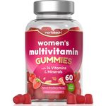 Multivitamin Gummies for Women | 14 Multivitamins and Minerals | with Biotin, Zinc, Vitamin C & More! | Hair, Skin and Nails Vitamins | 60 Vegan Gummies - Natural Strawberry Flavour | by Horbaach