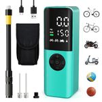 Electric Bike Pump, 150Psi Portable Bicycle Tire Pump with Digital Pressure Gauge for Road Bike, Mountain Bike, E-Bike, Motorcycle with Presta, Schrader, Dunlop Valve Accessories