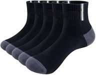 YUEDGE Mens Black Ankle Bamboo Socks Breathable Bamboo Quarter Socks Casual Thin Short Socks for Men 9-11, 5 Pairs/Pack