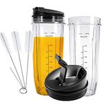 32oz Cups with Flip Top to-go Lid Compatible with Nutri Ninja Replacement Parts 900W BL450 & 1000W Auto iQ BL482 BL642 NN102 BL682 BL2013 Blender Accessories