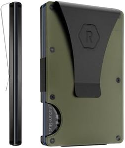 The Ridge Wallet for Men, Slim Wallet for Men - Thin as a Rail, Minimalist Aesthetics, Holds up to 12 Cards, RFID Safe, Titanium Wallet with Money Clip, Matte Olive, One Size, Hex Ridge