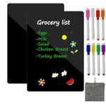 Hiziwimi 2PC A4（11.7x8.3 Inch） Magnetic Dry Erase Blackboard for Fridge,Small Chalkboard Refrigerator WhiteBoard for Reminder Sticker Monthly Planner Grocery List,8 Pens,1 Eraser