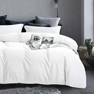 NTBAY Velvet King Duvet Cover Set, 3 Pieces Zippered Flannel Comforter Cover Set, White