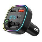 Bluetooth 5.3 FM Transmitter for Car, Bluetooth Car Adapter, QC3.0 & PD 20W Fast Charging, Universal Car Charger with Dual USB and 1 Type-C, Hands Free Calling, Supports USB/TF/Micro SD