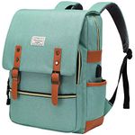 MODOKER Vintage Women Laptop Backpack with USB Charging Port, School College Backpack for Women Men Fashion Backpack Fits 15.6Inch Notebook, Slim Casual Travel Daypack Bookbag Green