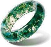 WHITESTONE JEWELRY CO. Maya Stone Ring Collection | Natural Stone Band for Women and Men | Stackable Ring | 6mm Wide (Carmela - Moss Agate, 6)