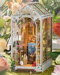 Rolife Book Nook Kits for Adults Gardenhouse DIY Miniature House Kit 3D Puzzles Bookends Bookshelf Decoration Christmas Birthday Gifts for Girls Women LED Lights