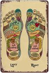 Vintage Metal Signs Foot Reflexology Chart Poster Massage Therapist Tin Sign Wall Art Decor Plaque for Home Office Club Studio Shop Living Room Bedroom Gift 8x12 inch