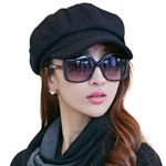 Comhats Ladies Winter Hats for Women Merino Wool Visor Beret Newsboy Cabbie Cap with Lining Spring Black