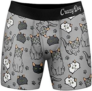 Mens I Like Cats And Maybe 3 People Boxers Funny Sarcastic Pet Novelty Underwear For Guys (Grey) - XL