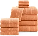 Casa Platino Bathroom Towels, 12 Piece Bathroom Towels Set, 4 Large Bath Towels(30"x 60"), 4 Soft Hand Towels & 4 Washcloths for Body, 100% Ring Spun Cotton Towel Sets, Absorbent Towels - Peach Fuzz