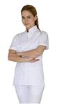 BSF Uniforms Women's Cotton Half Sleeves White Large Size Scrub Suit: Ideal for Surgeons, Doctors, Nurses, Dentists and Healthcare Professionals