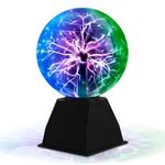 Dorlink Plasma Ball, 8 Inches Three Colors Magic Plasma Ball Lava Lamp with Touch and Sound Sensitive, Colorful Nebula Electric Lightning Ball Science Toys for Kids, Christmas, Home, Party