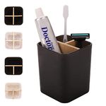 DAZUINIAO Bamboo Toothbrush Holder Toothbrush Stand 3 Slots Electric Toothbrush and Toothpaste Holder for Bathroom Countertop Multi-Functional Bathroom Organizer Storage Detachable, Black