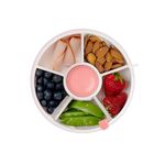 GoBe Kids Snack Spinner Bundle with Hand Strap and Sticker Sheet - Reusable Snack Container with 5 Compartment Dispenser and Lid | BPA and PVC Free | Dishwasher Safe | No Spill, Leakproof