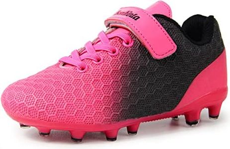 BomKinta Kid's FG Soccer Cleats Athletic Outdoor Soccer Shoes Rose Size 5 M US Big Kid