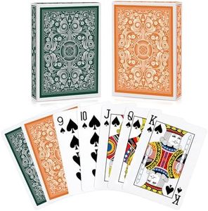 Timenued Playing Cards 2 Pack,Deck of Cards,Fun Cards Game for Kids and Adults,Poker Cards Professional,Bridge Standard Playing Cards Set,Suitable for Game Night,Various Party Game (Green/Orange)