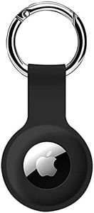 Holder Case for AirTags Ultra Light Silicone Sleeve for AirTags Durable Anti-Scratch Protective Skin Cover with Anti-Losing Keychain Ring Accessory Compatible with Apple AirTags 2021 Black