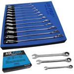 US PRO B2233 Professional Trade Quality 12 Piece Metric Combination Ratchet Spanner Set, 8-19mm