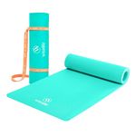 WiseLife Classic Eco-TPE 10 MM Yoga Mat with Yoga Strap for Men & Women | Extra Thick, Long & Wide Non-Slip, Anti-Tear Exercise Mat for Home, Gym, Workout, Fitness, Yoga & Pilates (Teal)