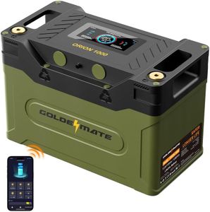 GOLDENMATE 12V 100Ah Group 31 Bluetooth LiFePO4 Battery with LCD Display, Up to 5000 + Deep Cycle Lithium Phosphate Battery, 100A BMS, IP67 Waterproof, for Solar System RV Camping Trolling Motor