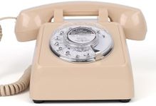 Mcheeta Rotary Retro Phone, Landline Phone with Old Fashion Rotary Dial, Adjustable Volume Corded Phone with Redial Function, Decorative Retro Phones for Home/Office, Vintage Gift Phone,Beige