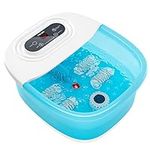 Niksa Foot Spa Bath Massager with Heat, Bubbles, Vibration and Red Light,4 Massage Roller Pedicure Foot Spa Tub for Feet Stress Relief,Foot Soaker with Mini Acupressure Massage Points(Blue)
