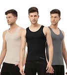 FREECULTR Men's Twin Skin Bamboo Cotton Vest, Anti Microbial, Anti Odor, Breath tech Super Soft & Comfort Fit Inner wear (Pack of 3)